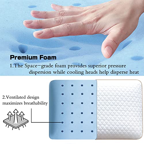 Memory Foam Pillows Standard Size Set of 2, Medium Firm Pillow for Sleeping, Orthopedic Bed Pillow for Side, Back Sleepers, Ventilated Gel Foam Pillow with Washable Cover, 23.6" x 15.7"x 5.1" - size: Standard (Pack of 2)