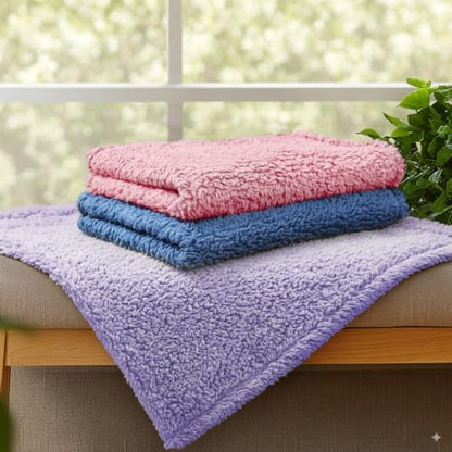 1 Pack 3 Calming Blankets Fluffy Premium Fleece Pet Blanket Soft Sherpa Throw for Dog Puppy Cat Purple Large (41" x31") - color: Purple, size: Large (Pack of 3)