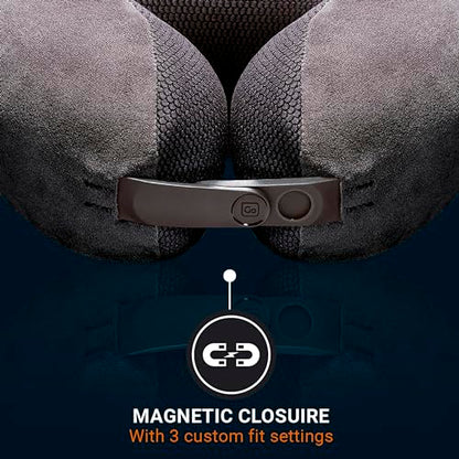 Go Travel Ultimate 3.0 Travel Pillow, Deluxe Memory Foam Neck Pillow with Magnetic Closure and Side Pocket, Ideal for Commute, Airplane, Car & Bus, Travel Essentials, Made in USA, Dark Gray