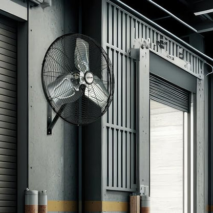 Hurricane 30" Pro Commercial Grade Oscillating Wall Mount Fan, Black - Heavy-Duty All-Metal Corded Electric Air Cooling Unit for Home, Garage, Greenhouse, or Workshop - style: 30" Pro Commercial Grade
