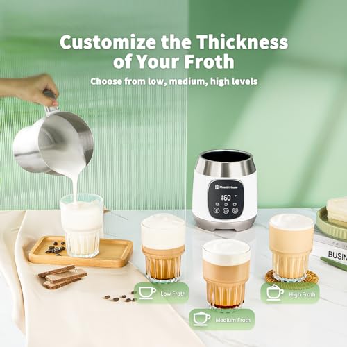 Maestri House Milk Frother, Variable Temp and Froth Thickness DualFro 600 Milk Frother Steamer, 21OZ Smart Touch Control Milk Warmer, Dishwasher Safe, Memory Function for Latte&Hot Chocolate (White) - color: White