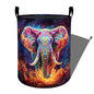Vibrant Cosmic Elephant with Flames Laundry Basket with Handles, 19.7"x15.7" Clothes Foldable Laundry Hamper Organizer for Dorm Nursery Bedroom Bathroom Decor, Toy Storage Bin for Kids - style: Elephant30