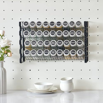 VEVOR Spice Rack Organizer for Cabinet, Spice Organizer with 36 Empty Spice Jars, Lids, Spice Labels, and Funnel Complete Set, Seasoning Organizer for Countertop, Kitchen, Pantry, Cupboard, 18x11 in - size: 18x11 in