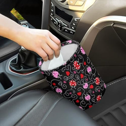 Renewold Car Trash Can Ladybug Print Car Trash Bag Hanging with Adjustable Straps Foldable and Portable Garbage Bin Bedroom Camping Picnic Hiking Beach Storage Orgainzer Desktop Bag Waterproof - color: Ladybug