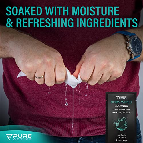 Shower Body Wipes 12"x12", 40 Individually Wrapped Personal Hygiene Body Wipes for Women and Men, Keep Clean After Gym Travel Camping Outdoors Sports, Unscented - style: 40 Wipes 12x12 inch