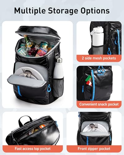 TOURIT Backpack Cooler Insulated 30 Cans, Lightweight Leak Proof Travel Cooler Bag, Soft Waterproof Cooler Backpack for Men Women, Camping Hiking Beach Travel Picnic - color: 02-Light Gray