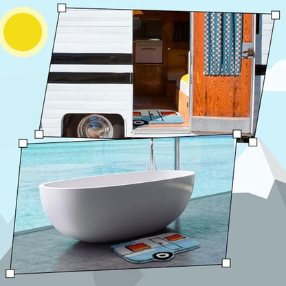 Drydiet Camper Van Bathroom Rug Cute Blue Camper Van Door Mat Bath Mat Bathroom Decoration Travel Car Rug Non Slip Washable - style: Camper Van