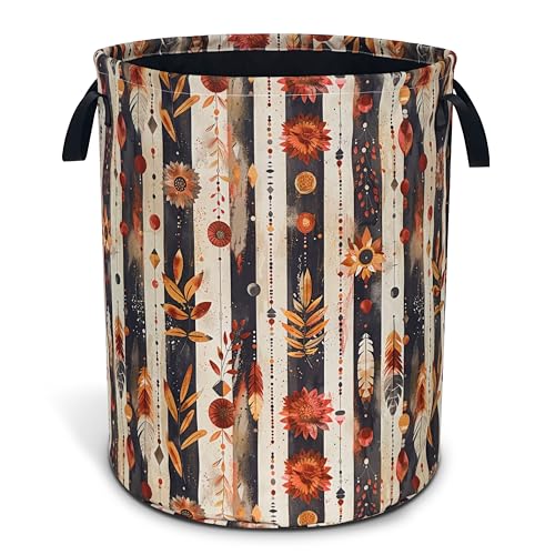 Beautiful Flowers Print Laundry Basket Boho Floral Oxford Cloth Laundry Hamper With Handle Foldable Portable Clothes Storage Basket 18.9 X 16.5 Inch Storage Bag For Laundry Room/Bathroom/Bedroom - color: Beautiful Flowers Print