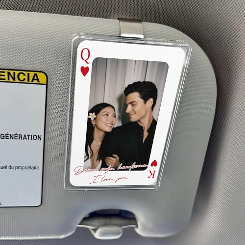Gossby Couple Car Visor Clip Custom Photo - Drive Safe Gift Boyfriend | Custom Photo Car Visor Clip, Personalized Couple Gift For Boyfriend, Drive Safe Handsome Keepsake - color: Drive Safe, Handsome. I Love You
