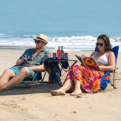 Romswi 2 Pack Lightweight Low Beach Chairs with Breathable Mesh Back, 6LBS Folding Portable Sand Chairs with Cup Holder, Heavy Duty 300lbs Capacity for Camping & Outdoor Use, Blue - color: Blue - Low Back