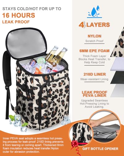 Capolo 36/45 Cans Cooler Backpack Insulated Waterproof for Women Men Lunch Backpack Coolers Leak Proof Soft Cooler Bags - color: Leopard, size: 36 Cans