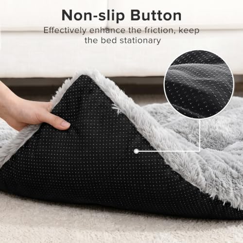 JOEJOY Dog Bed Crate Pad, Deluxe Plush Washable Dog Beds Fulffy Soft Kennel Pad Anti-Slip Pet Sleeping Mat for Medium Small Dogs, 23" x 18", Grey - color: Grey, size: S(23"x18"x3")