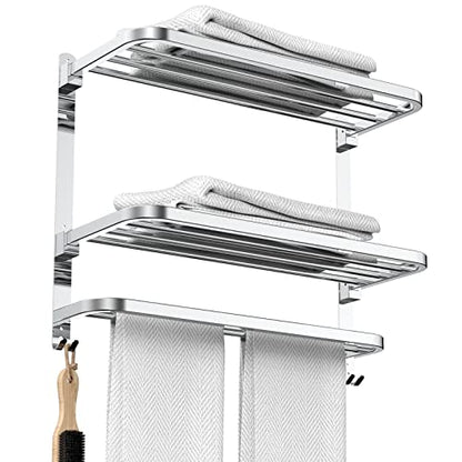 CAXIMSY 22.8Inch Towel Rack for Bathroom and Lavatory Towel Hanger with Wall Mount Towel Bars 304 Stainless Steel No Drill (Collapsible Towel Rack) - color: Collapsible Towel Rack
