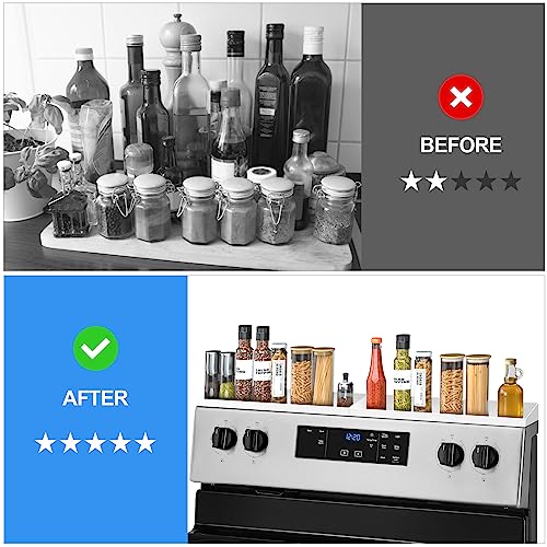 30" Magnetic Stove Top Shelf Spice Rack,2 Pack 15" kitchen Seasoning Organizers Storage Gadgets Spice Rack Over The Stove Shelf Metal (White-2 Pack 15") - color: White-2 Pack 15"