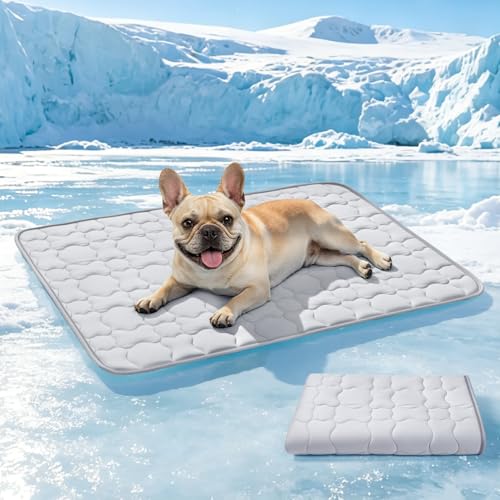 Mora Pets Dog Cooling Mat Pet Cooling Pad for Dogs & Cats Q-Max>0.5, Breathable Washable Self Cool Dog Mat for Indoor Floors, Crate, Sofa & Outdoor Use, Non Gel Summer Ice Silk Cold Pad Medium 36x27 - color: Grey, size: 36" x 27" (Medium)