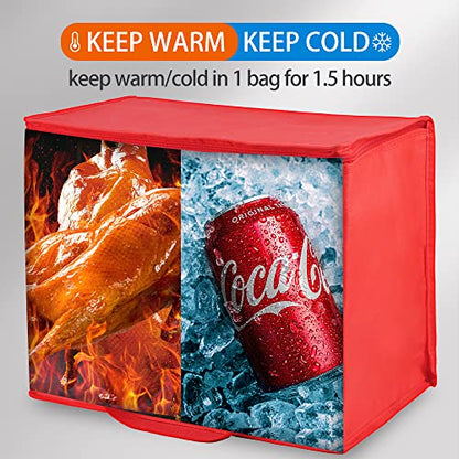 Bodaon 4-Pack Insulated Reusable Grocery Bag, X-Large Cooler Bag for Picnic, Food Delivery Bags, Insulated Pizza Delivery Bags, Red - color: Red, size: X-Large
