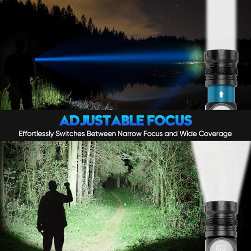 Rechargeable Flashlights High Lumens, LED Flashlight with Sidelight, 5 Modes & Zoom, USB-C Charging with LCD Display, Magnetic, Waterproof, Handheld Flashlights for Home Camping Emergency - color: Black-1 Pack