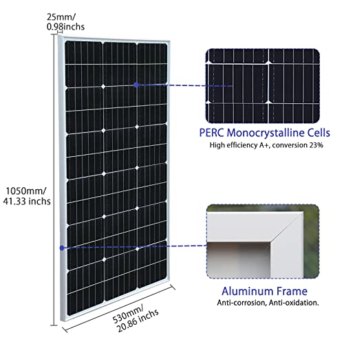 500 Watt 12Volt Solar Panel Kit 5X100W Monocrystalline Module 50A Charge Controller for RV, Boats, Trailer, Camper,Off-Grid System (500W Solar Kit) - style: 500W solar kit