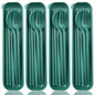 ELANE 4 Sets Reusable Travel Utensils Set with Case,Camping Cutlery Set Reusable Cutlery Set with Case,Utensil Sets for Lunch Picnic Daily Use Outdoor (darkgreen) - color: darkgreen