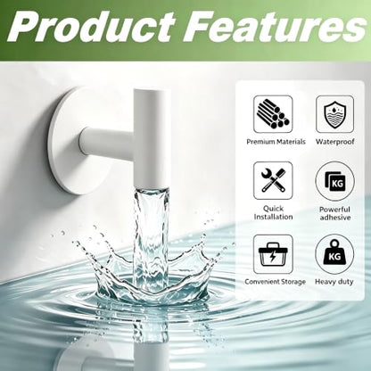 Heavy Duty White Towel Hooks, Stainless Steel Adhesive Coat Hooks for Bags, Towels, Robes, Hats, Aprons – No Drill Bathroom, Kitchen, Hotel Wall Hooks (2 Pack) - color: White, size: Adhesive "T" Shape- 2 Pack