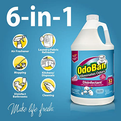 OdoBan Disinfectant Concentrate and Odor Eliminator, Made in the USA, Cotton Breeze Scent, 2 Gallons