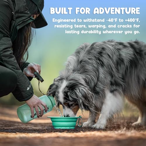 Collapsible Dog Bowl - 800ml/27 oz Portable Silicone Travel Water Bowl for Dogs with Carabiner | Foldable, Dishwasher Safe | Hiking, Camping Dog Essentials & Outdoor Pet Feeding - Green - color: Green
