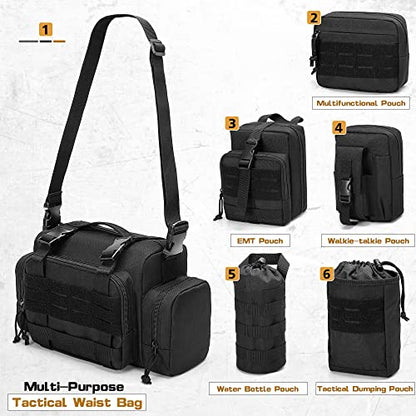 HODRANT 6 Pack Tactical Car Seat Back Organizer, Universal Vehicle Panel Storage Bag with 6 Detachable Molle Pouch Fits for Truck, Pickup, SUV, Bag Only
