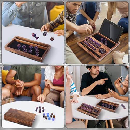 Dice Tray with Stand, Dice Tray with Holder, Dice Rolling Tray, Dices Tray for Rolling with Magnetic Lock Secures Lid Portable Trays for Tabletop Dice Holder Case for Tabletop