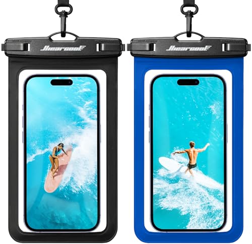 Hiearcool Waterproof Phone Pouch,Universal Waterproof Phone Case Dry Bag Travel Essentials for iPhone, Beach Accessories for Vacation Must Haves - Black&Navy-2 Pack - color: Black & Navy Blue