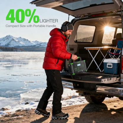 Portable Power Station 1000W, 999Wh Solar Generator, Pure Sine Wave AC Outlet with PD 60W USB-C Fast Charging, Outdoor Camping RV Van Home Backup Off-Grid Living - color: Green & Black