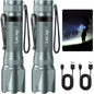LETMY Rechargeable Flashlights High Lumens, 2 Pack 2000 Lumens Bright LED Tactical Flashlight, 3 Modes Samll Powerful Flash Lights with Clip, Waterproof Flashlights for Home Emergency Camping (Grey) - color: Gray