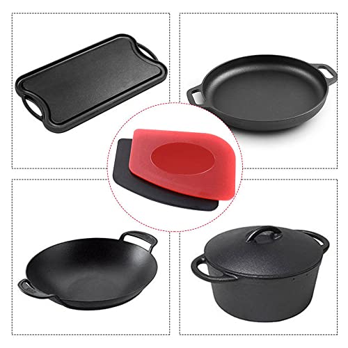 316 Upgraded Chainmail Scrubber with Silicone Handle Cast Iron Cleaner for Cast Iron Grill Pan Skillet Wok Bakeware Ergonomic to Hold Easy to Use Dishwasher Safe, Scrubber + Scraper + Towel (Black) - color: Black