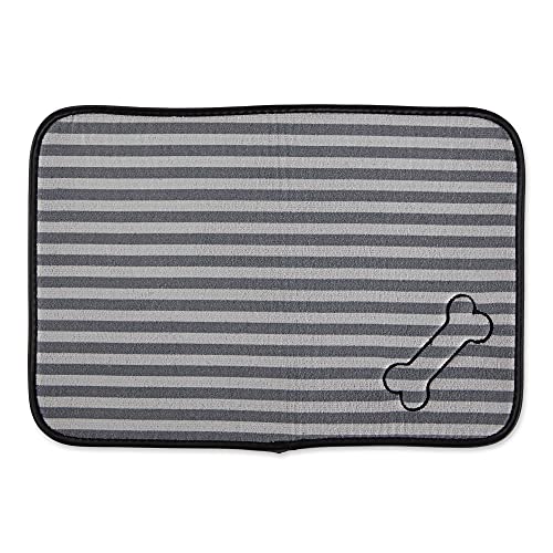 Bone Dry Machine Washable, Ultra Absorbent Pet Mat, 12x18", Gray Stripe - color: Gray Stripe, size: 12"L x 18"W