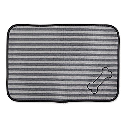 Bone Dry Machine Washable, Ultra Absorbent Pet Mat, 12x18", Gray Stripe - color: Gray Stripe, size: 12"L x 18"W