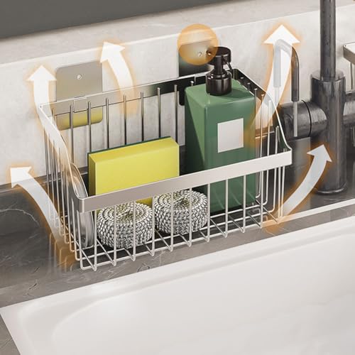 2PCS Hanging Storage Baskets Organizer Wall Mount, SUS304 Stainless Steel Wire Storage Bin Rack for Kitchen Bathroom Shower Spice Shelf,L 9.84 Inch - size: 9.8Inch 2PCS