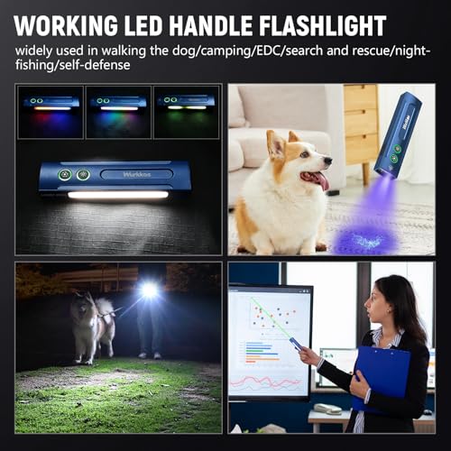 Wurkkos HD01PRO Flat Flashlight with UV Light&White LED Combo,Led Flashlight 1200Lumens with RGB Light,Rechargeable EDC Flashlight,Pocket Light for Emergency,Pet Urine Detection(Blue) - color: HD01PRO-HM-BL-6K-2