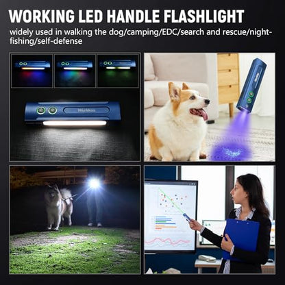 Wurkkos HD01PRO Flat Flashlight with UV Light&White LED Combo,Led Flashlight 1200Lumens with RGB Light,Rechargeable EDC Flashlight,Pocket Light for Emergency,Pet Urine Detection(Blue) - color: HD01PRO-HM-BL-6K-2