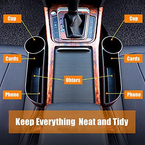 Car Seat Gap Filler Organizer Between Front seat car Organizer and Storage Box, Auto Premium PU Leather Console with Cup Holder, Car Pocket for Interior Essentials (for Passenger Side)