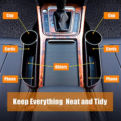 Car Seat Gap Filler Organizer Between Front seat car Organizer and Storage Box, Auto Premium PU Leather Console with Cup Holder, Car Pocket for Interior Essentials (for Passenger Side)