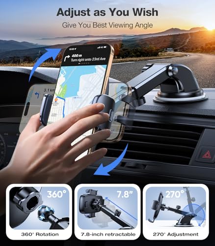 TORRAS【96+LBS Strongest Suction Ultra-Durable Cell Car Phone Holder Mount | Patent & Safety Certs, Fits Large Phones & Thick Cases, Extra Sticky Grip, Airbag Clamp, Temp-Resistant, All Road Conditions - color: Navy Blue