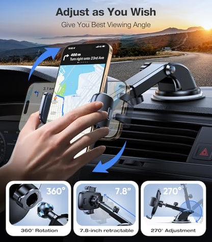 TORRAS【96+LBS Strongest Suction Ultra-Durable Cell Car Phone Holder Mount | Patent & Safety Certs, Fits Large Phones & Thick Cases, Extra Sticky Grip, Airbag Clamp, Temp-Resistant, All Road Conditions - color: Navy Blue