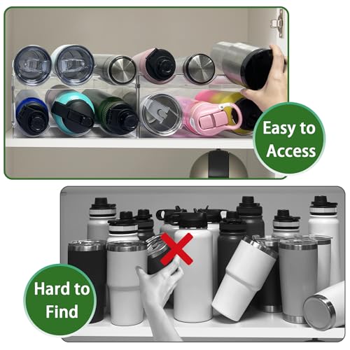 Spaclear 2 Pack Water Bottle Organizer, Stackable Kitchen Pantry Storage Shelf, Plastic Water Bottle Holder for Cabinet and Fridge Organization - size: 6 Bottles