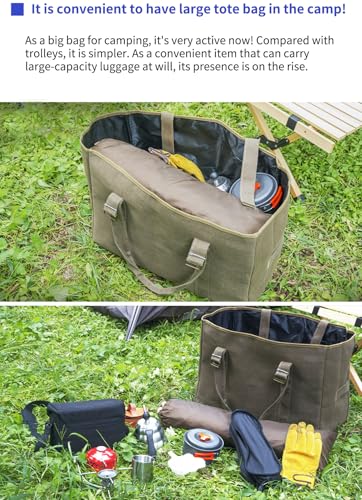 Large Military Duffle Bag Tactical Camping Storage Bag Utility Tote Bag Camping Kitchen Organizer with Deployment Cargo Bag Travel Sports Equipment(Khaki,Medium 27.56”x15.75”x19.69”) - size: Medium 27.56”x15.75”x19.69”