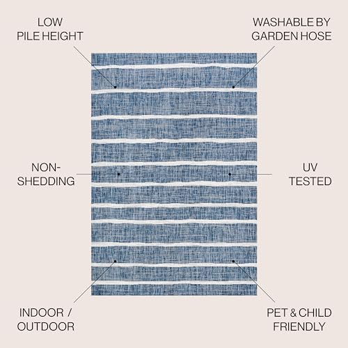 JONATHAN Y Berber Stripe Indoor Outdoor Area Rug 3X5 Blue/Ivory, Colonia for Backyard, Patio, Porch, Easy-Cleaning, High Traffic, Pet-Friendly, Non-Shedding (SMB125C-3) - size: Select