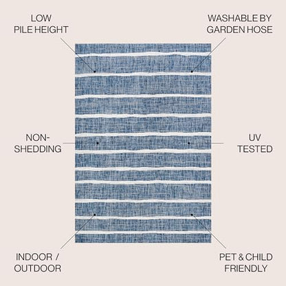 JONATHAN Y Berber Stripe Indoor Outdoor Area Rug 3X5 Blue/Ivory, Colonia for Backyard, Patio, Porch, Easy-Cleaning, High Traffic, Pet-Friendly, Non-Shedding (SMB125C-3) - size: Select