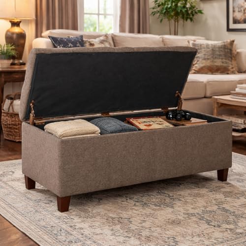 HomePop Ainsley 40" Storage Ottoman Bench - Brown - color: Brown