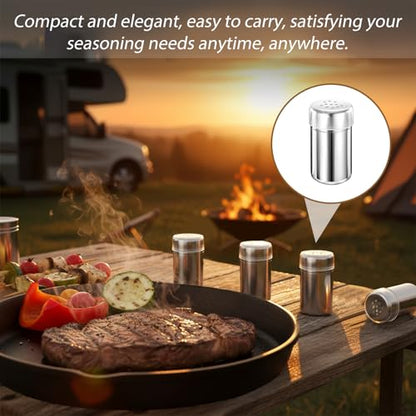 4Pcs Travel Salt and Pepper Shakers Mini, Travel Spice Containers with Leak-Resistant Caps, Portable Spice Containers, Leak-Proof for Camping, Lunch Box, Kitchen, Picnic (1.9 x 0.98 Inch)