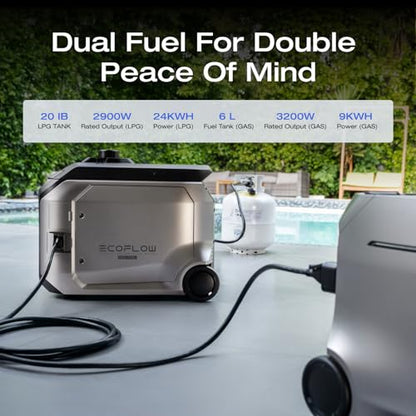 EF ECOFLOW 4096Wh Delta Pro 3 Power Station With 3200W Dual Fuel Generator GE305, Portable Backup Generator for Whole Home Use, Emergency, RVs - style: 3200W&4kWh