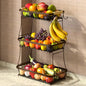 Sevenblue 2 Tier Large Fruit Basket for Kitchen Counter with 2 Mobile Banana Hangers, 2026 Pro Detachable Metal Fruit Bowl with Wooden Handle (Brown, 3 Tier) - color: Brown, size: 3 Tier Standard
