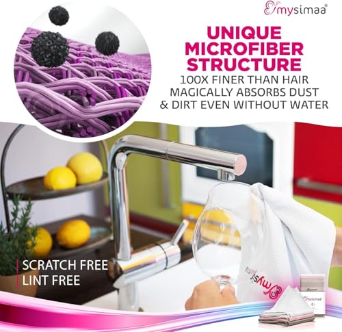 Mysimaa XL Lint Free Microfiber Cleaning Cloth, Cleaning Rags, Microfiber Towels, Glass Cloths, Lint Free Towel, Window Cleaning Cloth - Set of 12